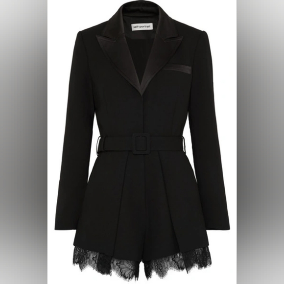 Self-Portrait Long Sleeve Lace Trim Romper - Picture 5 of 6